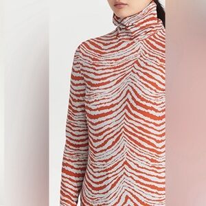 Proenza Schouler Geometric Zebra Print Turtleneck Size XL Orange Blue Open